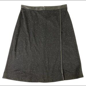 Ann Taylor Tweed & Faux Leather Pencil Skirt Size 12 Black